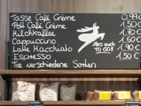 Kaffepreise der Bäckerei Forbringer im Hofer Netto