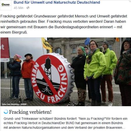 Bund Naturschutz und dt. Bierbrauer für Fracking Verbot